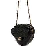 Chanel CC In Love Large Heart Bag Black Lambskin Light Gold Hardware