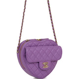 Chanel CC In Love Large Heart Bag Purple Lambskin Light Gold Hardware