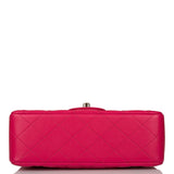 Chanel Mini Rectangular Flap with Top Handle Dark Pink Lambskin Light Gold Hardware