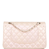 Chanel Medium Classic Double Flap Bag Pink Iridescent Lambskin Silver Hardware