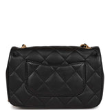 Chanel Mini Rectangular Heart Flap Bag Black Lambskin Aged Gold Hardware
