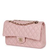Chanel Medium Classic Double Flap Bag Light Pink Lambskin Light Gold Hardware