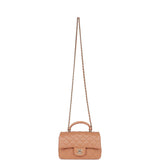 Chanel Mini Rectangular Flap with Top Handle Caramel Lambskin Light Gold Hardware