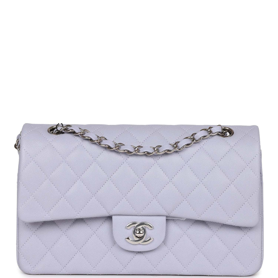 Chanel Medium Classic Double Flap Lavender Caviar Silver Hardware