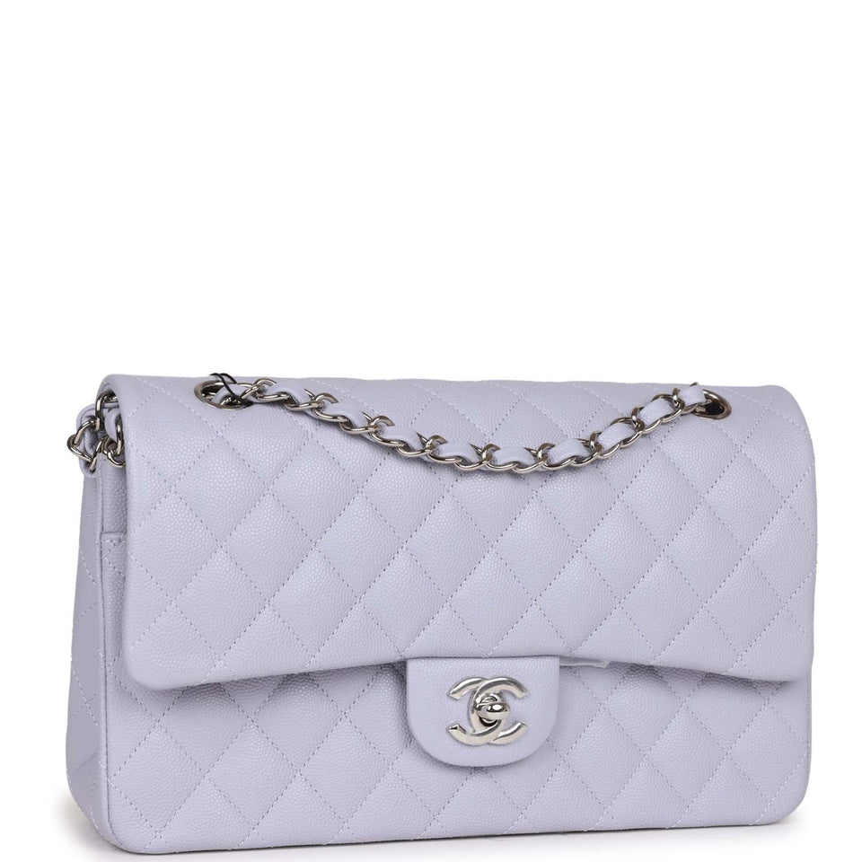 Chanel Medium Classic Double Flap Lavender Caviar Silver Hardware