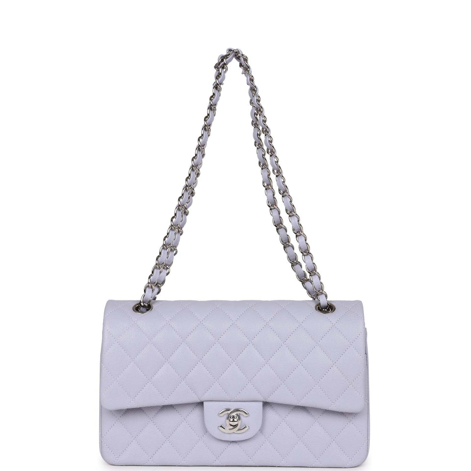 Chanel Medium Classic Double Flap Lavender Caviar Silver Hardware