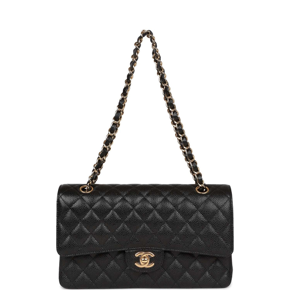 Chanel Medium Classic Double Flap Bag Black Caviar Gold Hardware