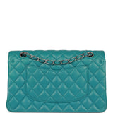 Chanel Medium Classic Double Flap Bag Blue Lambskin Silver Hardware