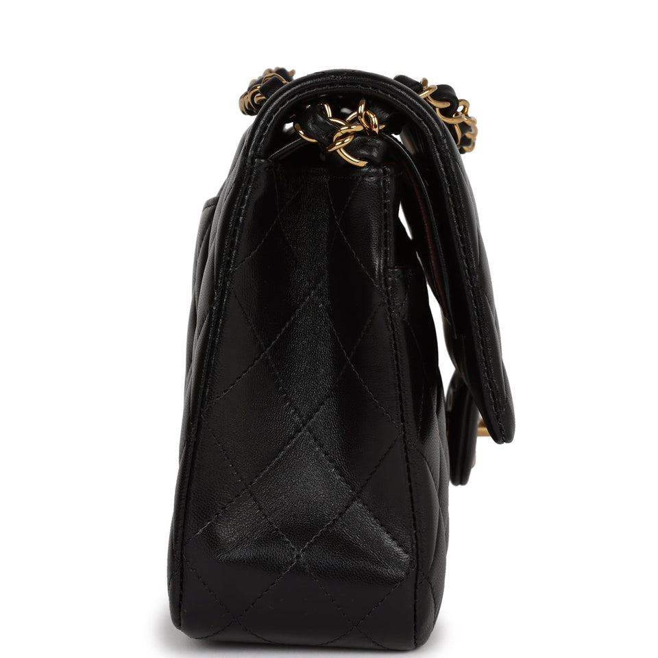 Chanel Medium Classic Double Flap Bag Black Lambskin Gold Hardware