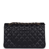 Chanel Medium Classic Double Flap Bag Navy Caviar Light Gold Hardware