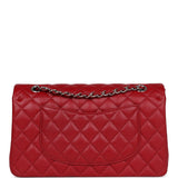 Chanel Medium Classic Double Flap Dark Red Caviar Silver Hardware