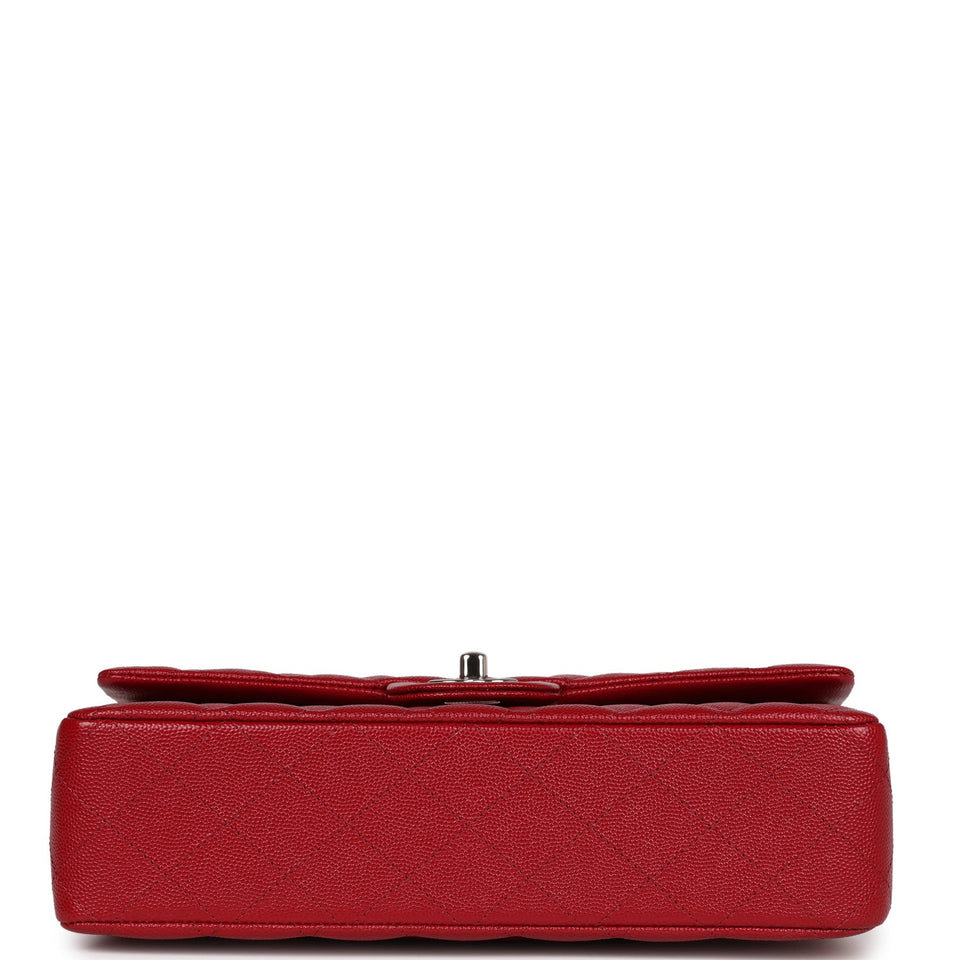 Chanel Medium Classic Double Flap Dark Red Caviar Silver Hardware