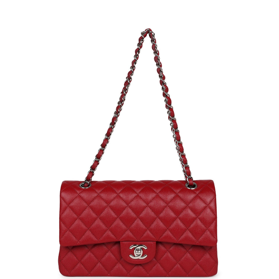 Chanel Medium Classic Double Flap Dark Red Caviar Silver Hardware