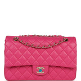 Chanel Medium Classic Double Flap Hot Pink Lambskin Gold Hardware