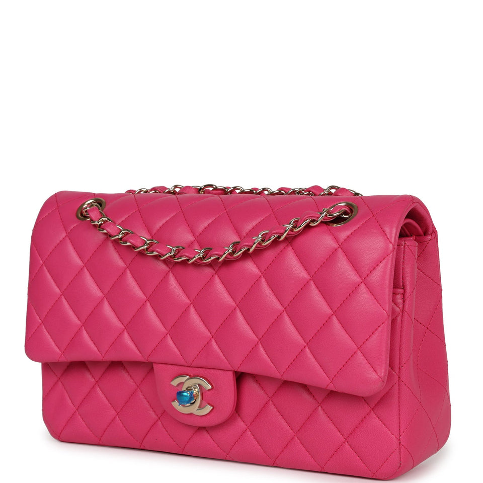 Chanel Medium Classic Double Flap Hot Pink Lambskin Gold Hardware