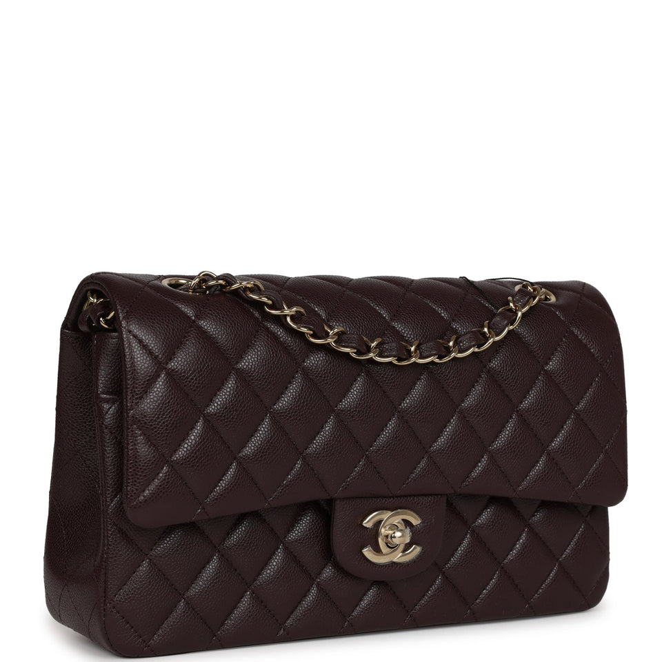 Chanel Medium Classic Double Flap Dark Purple Caviar Gold Hardware