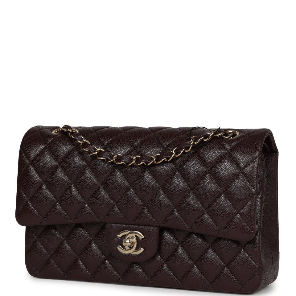 Chanel Medium Classic Double Flap Dark Purple Caviar Gold Hardware