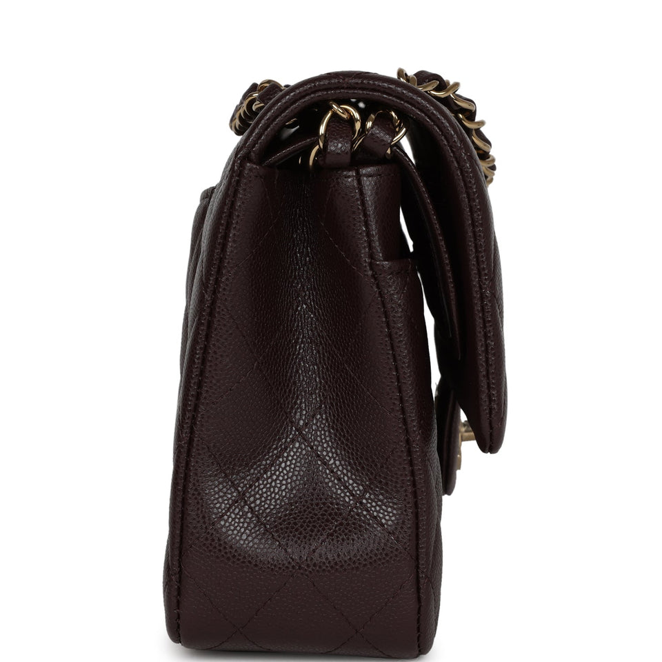 Chanel Medium Classic Double Flap Dark Purple Caviar Gold Hardware