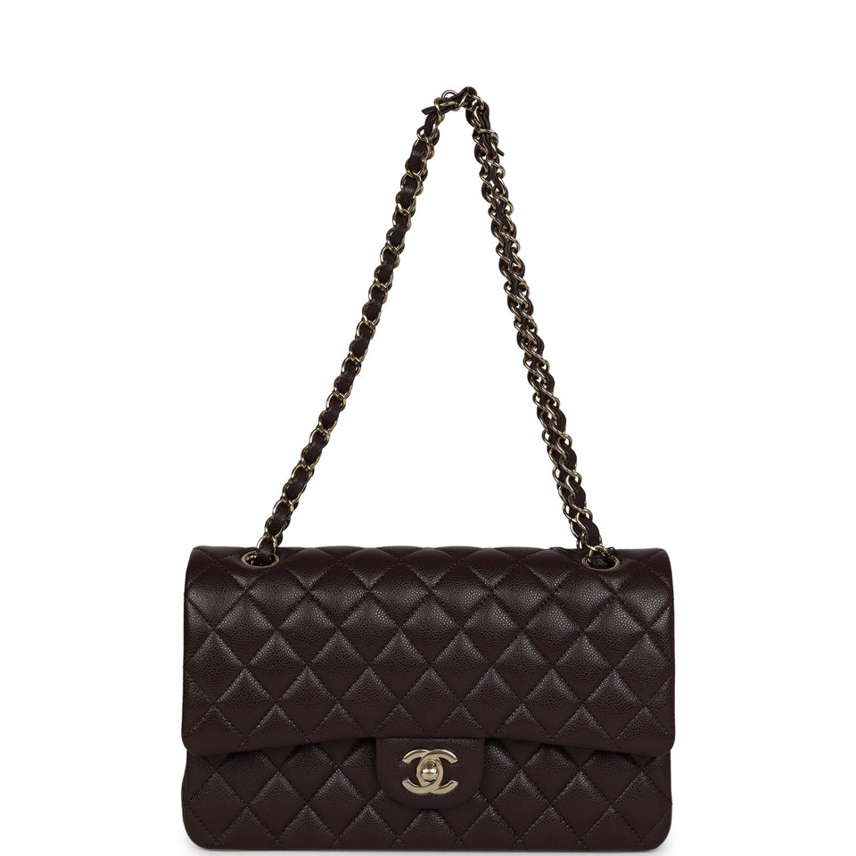 Chanel Medium Classic Double Flap Dark Purple Caviar Gold Hardware
