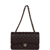 Chanel Medium Classic Double Flap Dark Purple Caviar Gold Hardware
