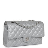 Chanel Medium Classic Double Flap Silver Metallic Lambskin Silver Hardware