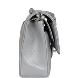 Chanel Medium Classic Double Flap Silver Metallic Lambskin Silver Hardware