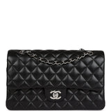 Chanel Medium Classic Double Flap Black Lambskin Silver Hardware