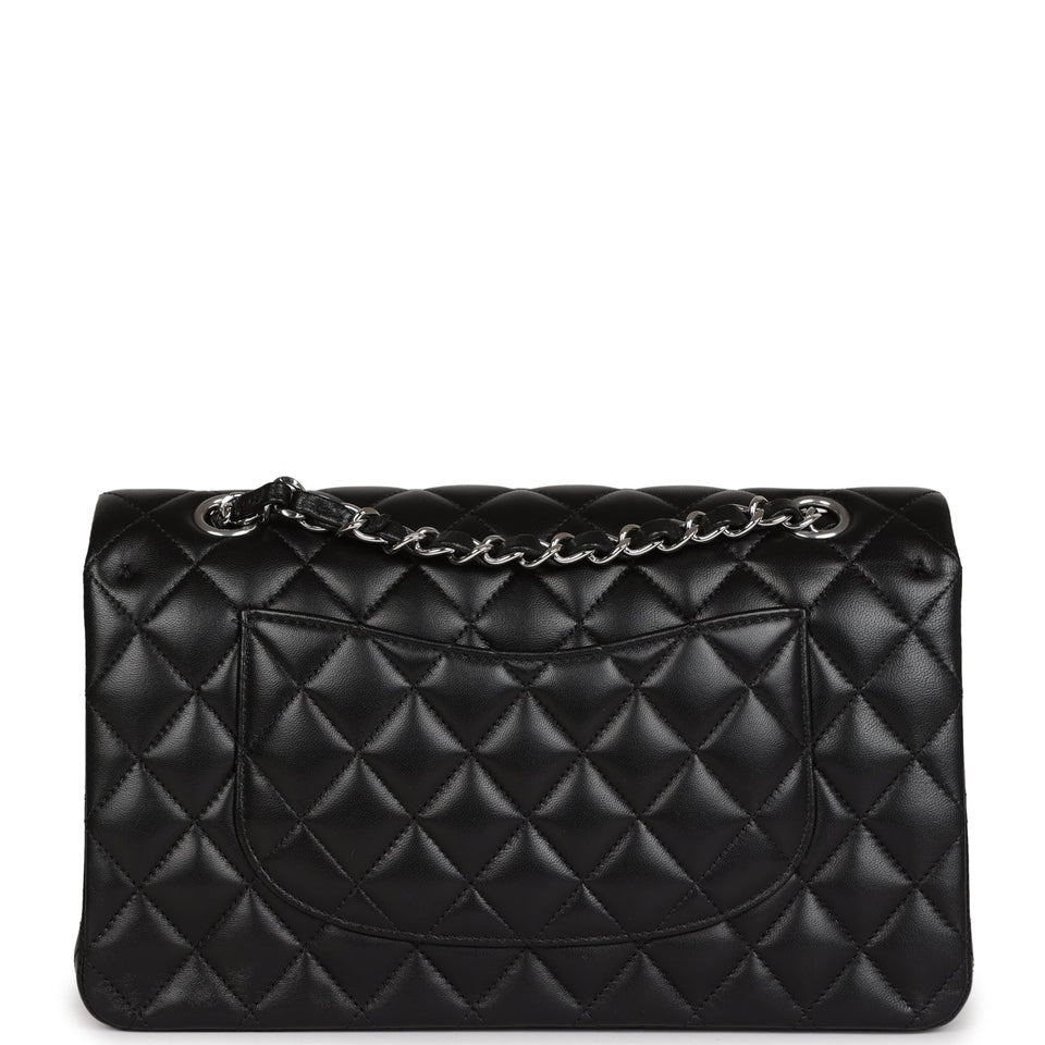 Chanel Medium Classic Double Flap Black Lambskin Silver Hardware