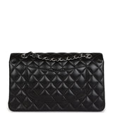 Chanel Medium Classic Double Flap Black Lambskin Silver Hardware