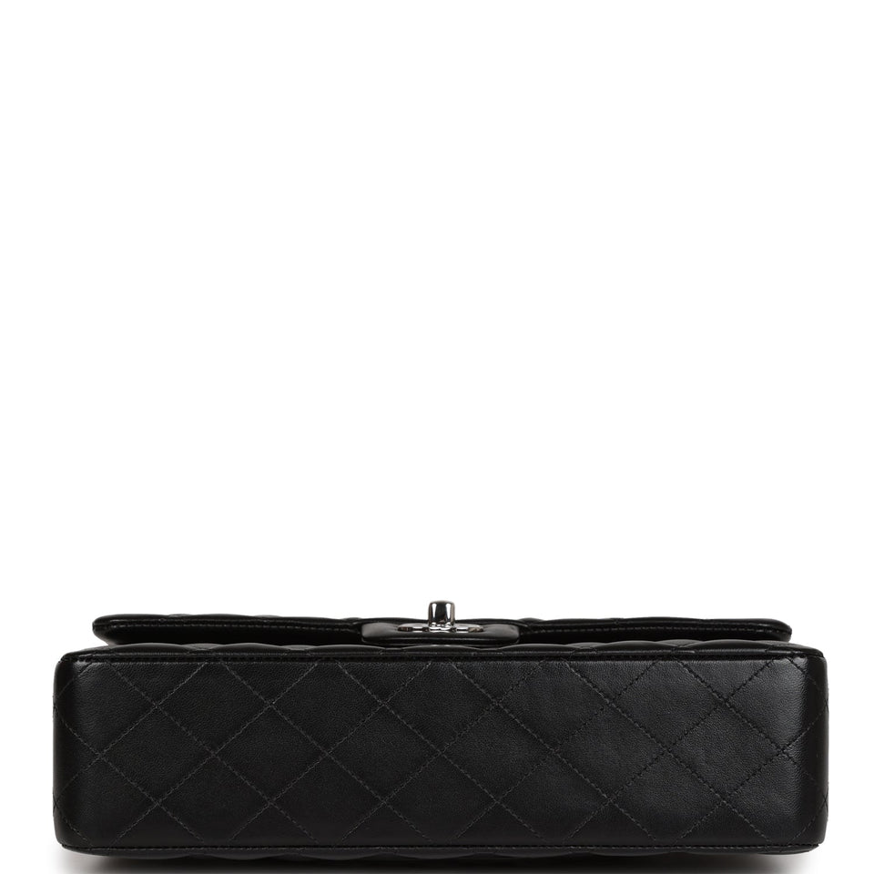 Chanel Medium Classic Double Flap Black Lambskin Silver Hardware