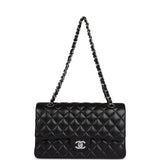 Chanel Medium Classic Double Flap Black Lambskin Silver Hardware
