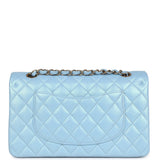 Chanel Medium Classic Double Flap Bag Blue Iridescent Calfskin Gold Hardware
