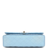 Chanel Medium Classic Double Flap Bag Blue Iridescent Calfskin Gold Hardware