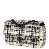 Chanel Mini Classic Flap Black and White Tweed Black Hardware