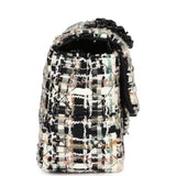 Chanel Mini Classic Flap Black and White Tweed Black Hardware