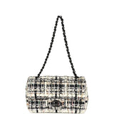 Chanel Mini Classic Flap Black and White Tweed Black Hardware