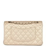 Chanel Medium Classic Double Flap Pearly Beige Caviar Gold Hardware