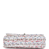 Chanel Medium Classic Double Flap White Multicolored Tweed Light Gold Hardware