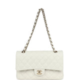 Chanel Medium Classic Double Flap White Caviar Light Gold Hardware