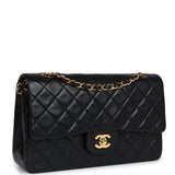 Chanel Vintage Medium Classic Double Flap Black Lambskin Gold Hardware