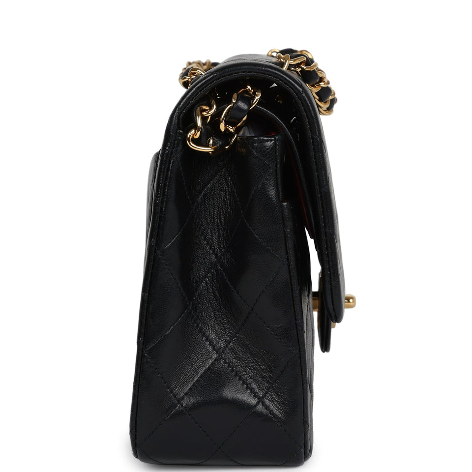 Chanel Vintage Medium Classic Double Flap Black Lambskin Gold Hardware
