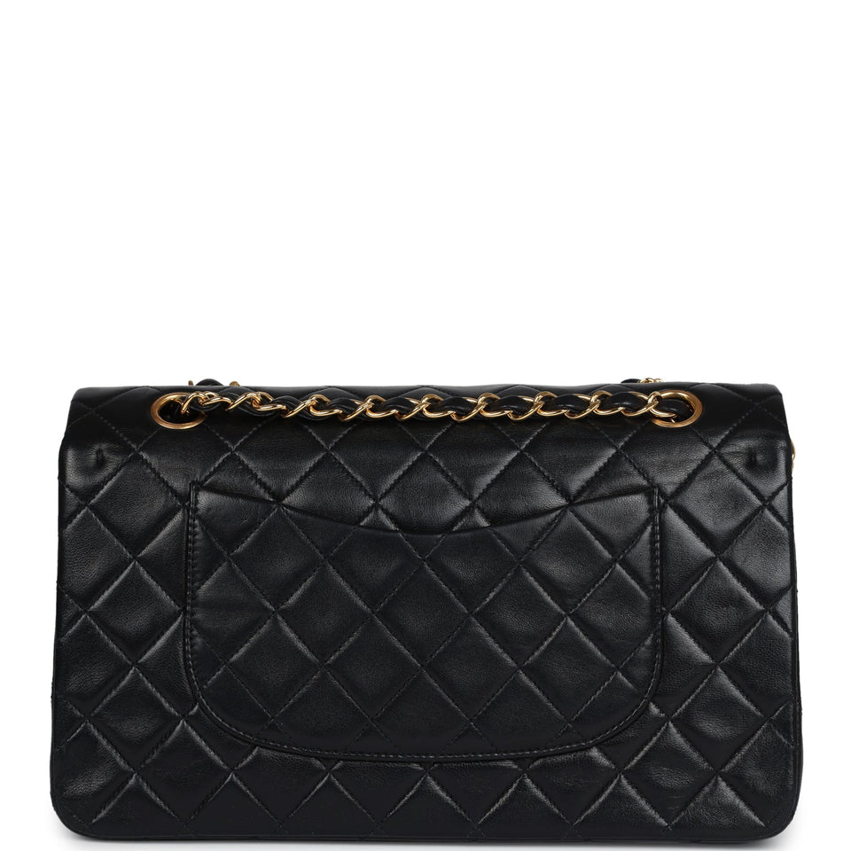 Chanel Vintage Medium Classic Double Flap Black Lambskin Gold Hardware