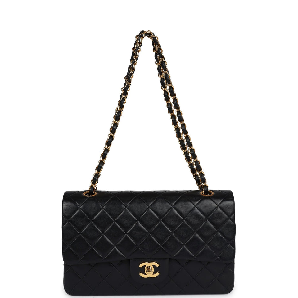 Chanel Vintage Medium Classic Double Flap Black Lambskin Gold Hardware