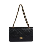 Chanel Vintage Medium Classic Double Flap Black Lambskin Gold Hardware