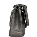 Chanel Medium Classic Double Flap Bag Metallic Grey Lambskin Silver Hardware