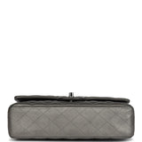 Chanel Medium Classic Double Flap Bag Metallic Grey Lambskin Silver Hardware