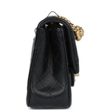 Chanel Medium Camellia Crush Flap Bag Black Lambskin Antique Gold Hardware
