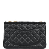 Chanel Medium Camellia Crush Flap Bag Black Lambskin Antique Gold Hardware