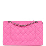 Chanel Medium Classic Double Flap Dark Pink Lambskin Silver Hardware