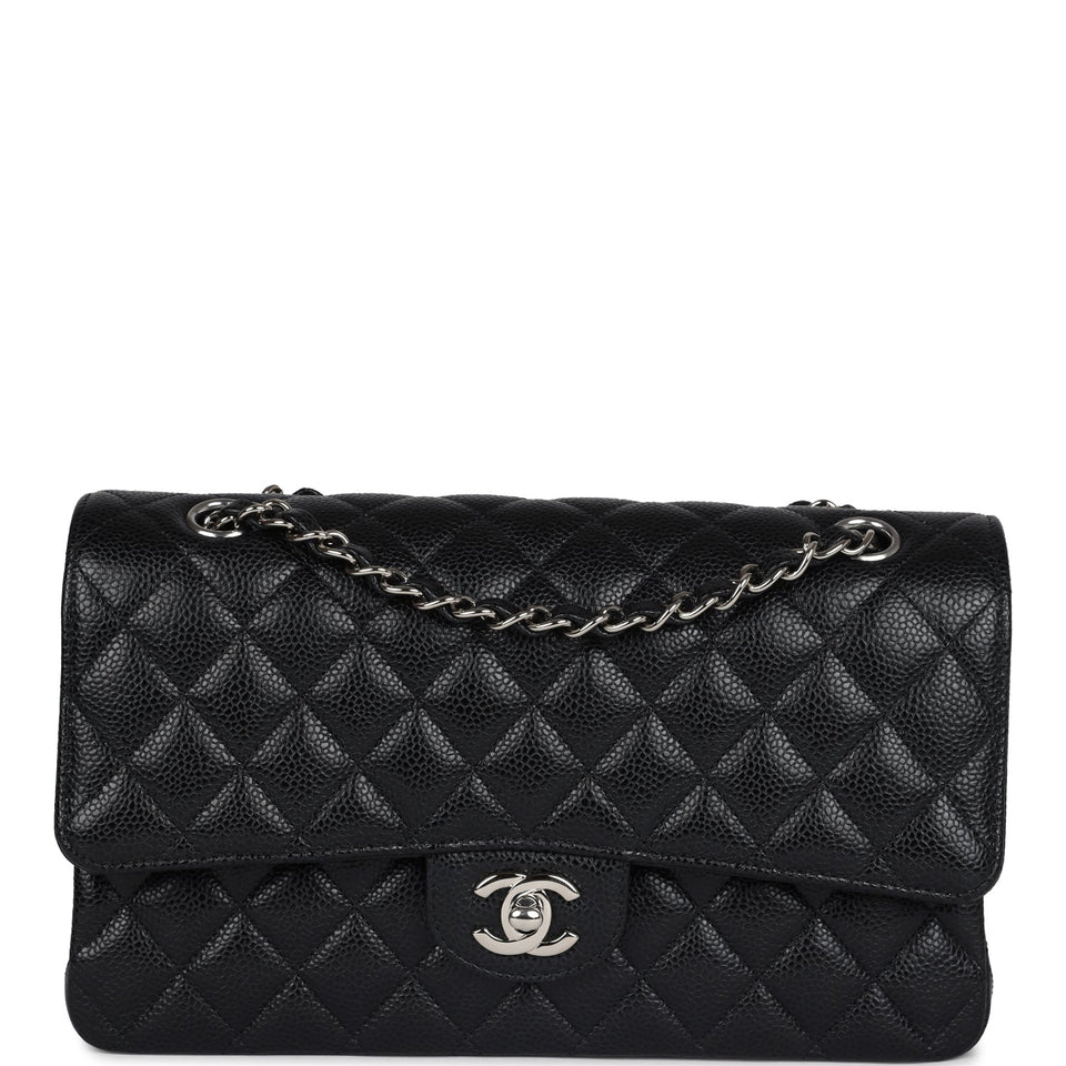 Chanel Medium Classic Double Flap Black Caviar Silver Hardware
